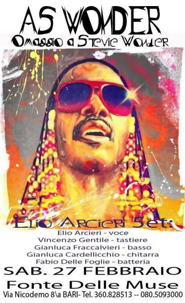 ELIO ARCIERI con il suo grande omaggio a "STEVIE WONDER " alla  FONTE delle MUSE" Solo Sabato 27 Febbraio.