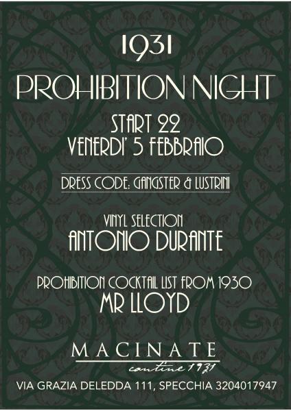 1931 Prohibition Night / Macinate Cantine 1931 / Specchia