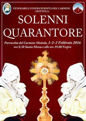 Mottola (Ta). con le Quarantore, per la Confraternita del Carmine Inizia il Cammino Verso la Pasqua