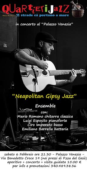 Sabato 6 Febbraio Alle Ore 21.30  i Quartieri Jazz a Palazzo Venezia Continuano il   “viaggio con la Musica Nell’arte”