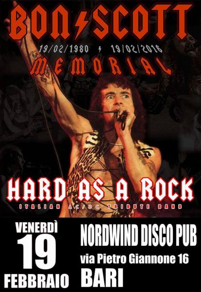 Bon Scott Memorial : Hard as a Rock - AC/DC tribute in concerto al Nord Wind discopub di Bari