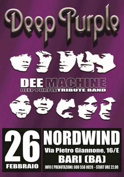 DEEP PURPLE NIGHT con Dee Machine Deep Purple tribute band in concerto al Nord Wind discopub di Bari