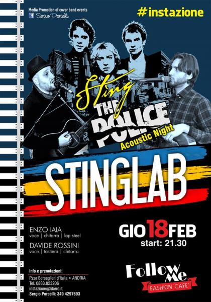Sting Lab Tributo in acustico a Sting & Police Al Follow Me Fashion Cafe' Andria