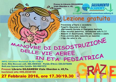 Lezione di disostruzione delle vie aeree in età pediatrica
