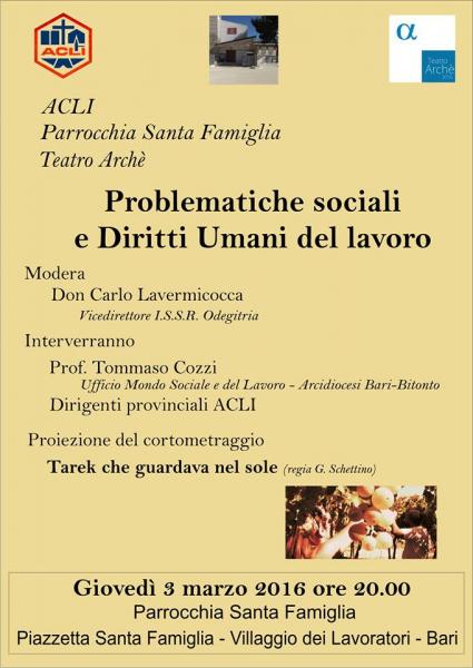 Problematiche sociali e Diritti Umani del lavoro