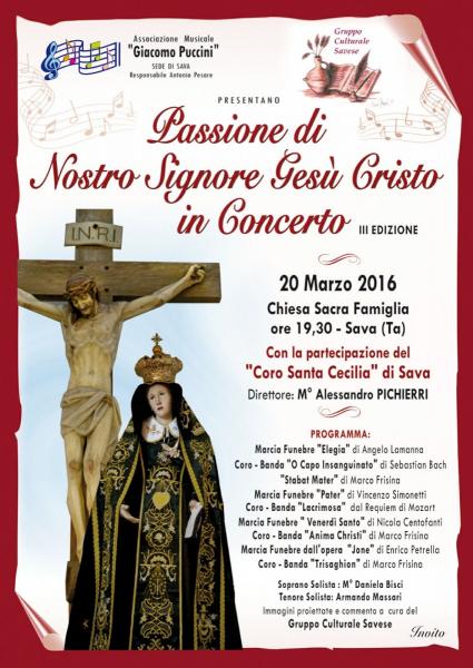 "Passione di Nostro Signore Gesu' Cristo in concerto"
