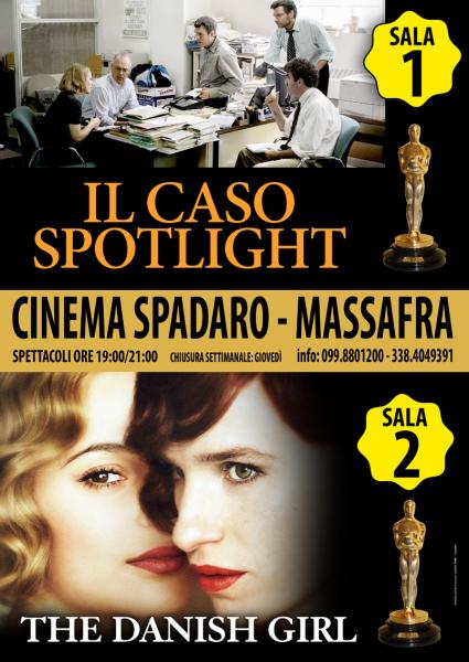 Sala 1 (Il Caso Spotlight)      Sala 2 (The  Danish Girl)