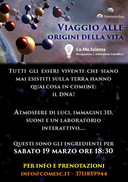 Spettacolo & Laboratorio Scientifico: Viaggio alle origini della vita