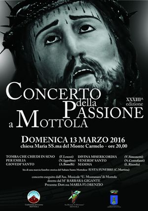 MOTTOLA (TA). Domenica 13 marzo, nella parrocchia del Carmine, ritorna il Concerto della Passione