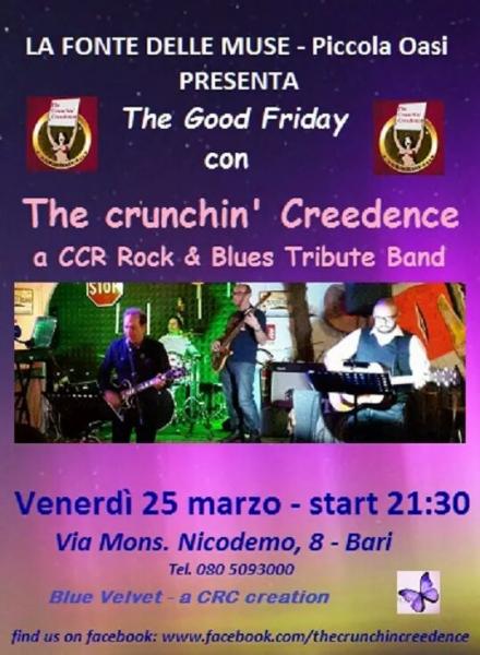 GRAN CONCERTO della Cover Band dei "The crunchin' CREEDENCE a CCR Rock & Blues" alla FONTE DELLE MUSE.