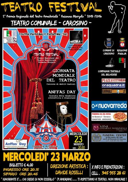 TEATRO FESTIVAL - "Giornata Mondiale del Teatro & Anffass Day"