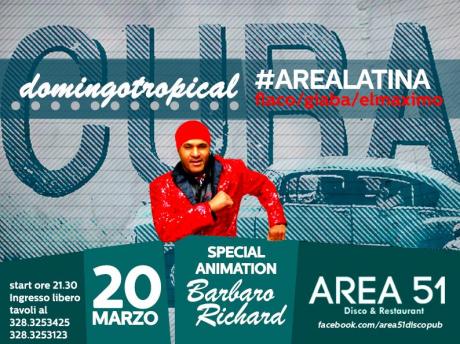 Domenica al ritmo di Cuba all'Area51: ospite di "Domingo Tropical" il coreografo Barbaro Richard