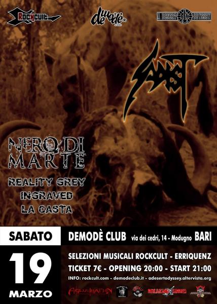 Sadist: super evento al Demodé di Modugno (Ba) con Nero di Marte e altri ospiti!