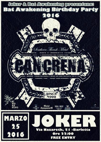 Cancrena, Bat Awakening Birthday Party 2016 – Free Entry