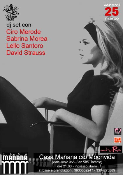 Vintage Night, dj set con Ciro Merode, Sabrina Morea, Lello Santoro e David Strauss