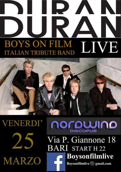 Bof - DURAN DURAN Tribute in concerto al Nordwind discopub