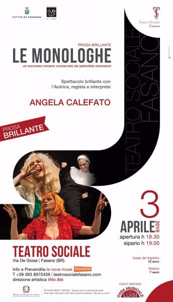 In scena "Le Monologhe" di Angela Calefato