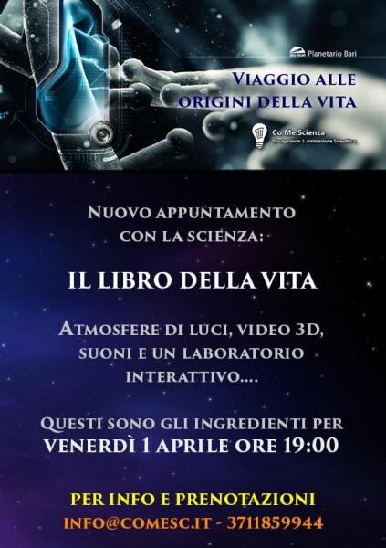 Nuovo appuntamento con la Scienza: Il Libro della Vita