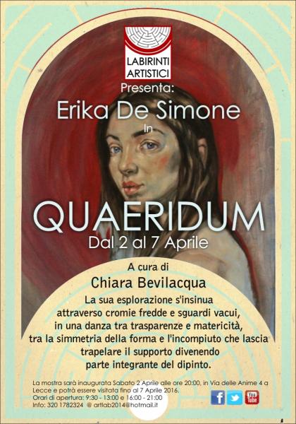 QUAERIDUM Mostra Personale di Erika De Simone