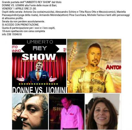 IL TALK di UMBERTO REY SHOW alla Fonte delle Muse dal tema: Donne VS: Uomini.