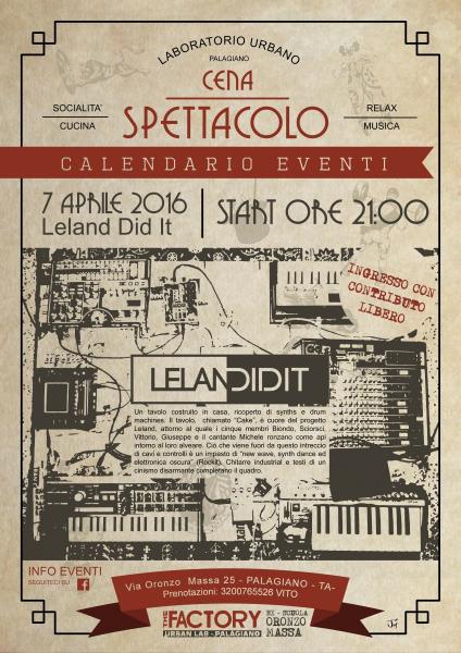 Cena Musica Live con i "LELAND DID IT" - Laboratorio Urbano "The Factory"