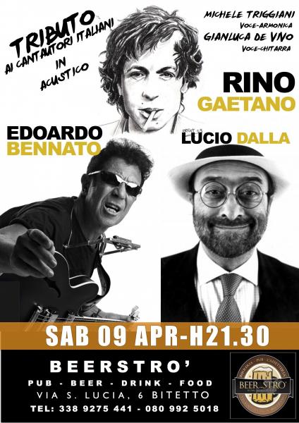 Tributo ai cantautori italiani: Edoardo Bennato, Lucio Dalla e Rino Gaetano + Medley Lucio Battisti @ Beerstrò (Bitetto)
