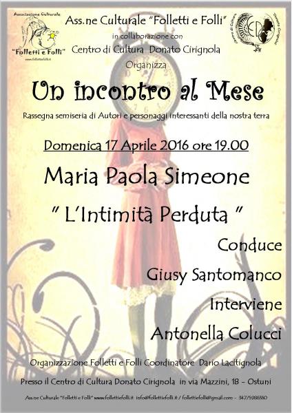Un incontro al Mese con Maria Paola Simeone