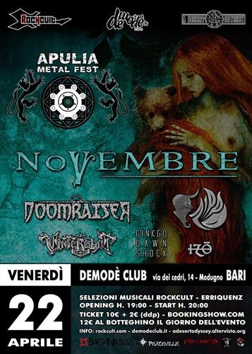 Torna l’APULIA Metal Fest con NOVEMBRE, Doomraiser, Zippo, Vinterblot, Ginkgo Dawn Shock, Izo