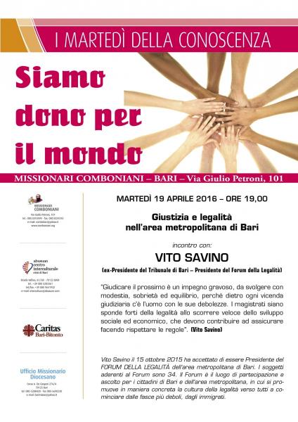 Giustizia e legalità nell'area metropolitana di Bari. VII Edizione dei “Martedì della Conoscenza"