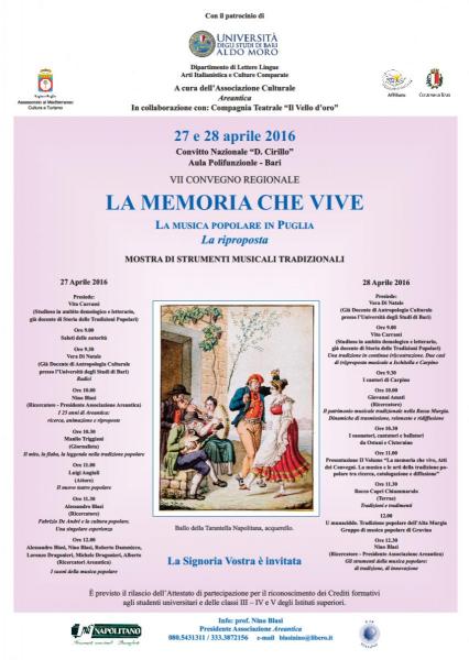 VII Convegno Regionale "  La memoria che vive"