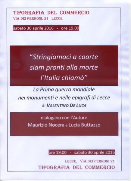 Presentazione del libro di Valentino De Luca alla "Tipografia del Commercio"