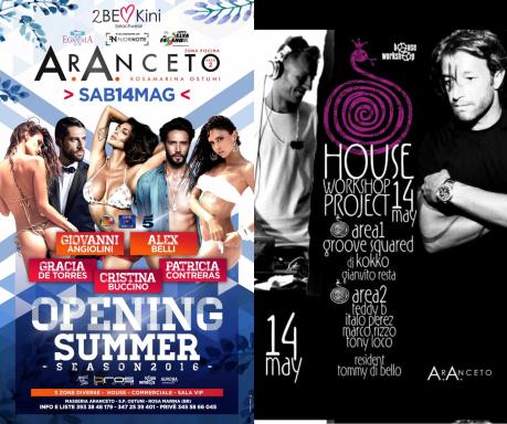 Sab 14 Maggio - Opening Summer ARANCETO CLUB - OSTUNI