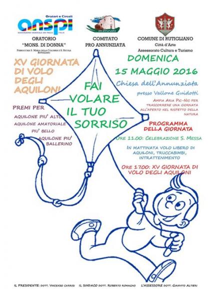 15^ Giornata di Volo degli AQUILONI: «FAI VOLARE IL TUO SORRISO»