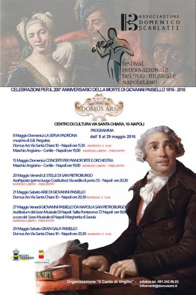 Festival Internazionale del '700 Napoletano ' Celebrazioni per il 200° Anniversario della Morte di Giovanni Paisiello 1816 2016