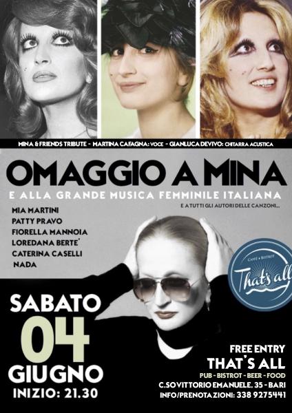 Tributo in Acustico a Mina e Alle Grandi Cantanti Italiane at That's All (BARI)
