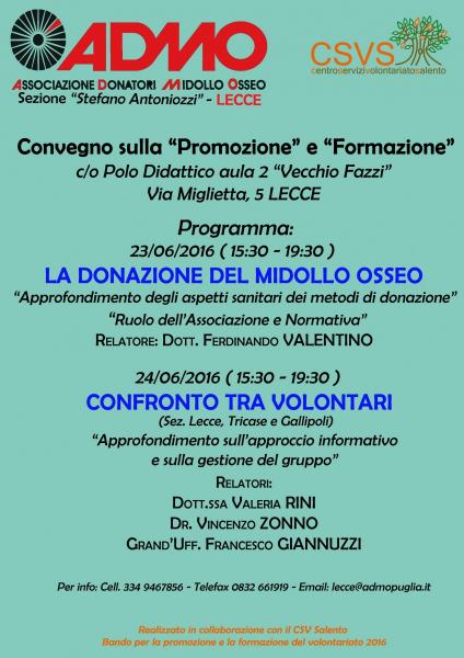 Convegno Sulla Promozione  e Formazione Admo