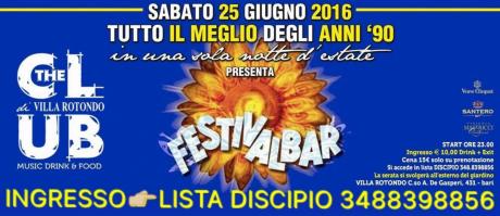 Sabato 25/06 Villa Rotondo Serata Festivalbar
