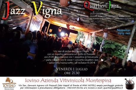 “Jazz in Vigna”  Venerdi’ 1 Luglio Dalle 21.30 Nuovo Appuntamento   con Mario Romano Quartieri Jazz