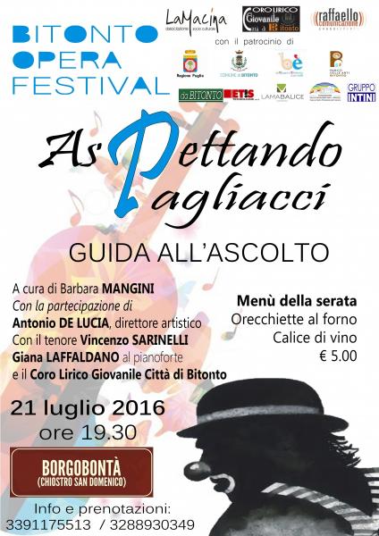 Bitonto Opera Festival.  Si parte con “Aspettando… Pagliacci”, la guida all’ascolto del capolavoro di Leoncavallo