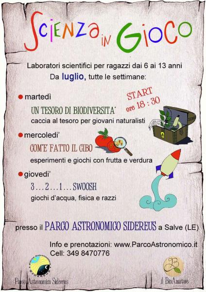 Piccoli scienziati in gioco al Parco Astronomico Sidereus
