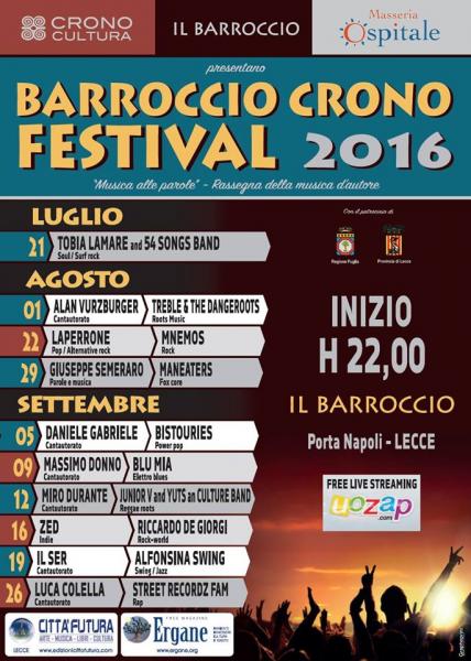 Prosegue la Rassegna musicale Barroccio CRONO Festival 2016 -  ‘Musica alle parole’