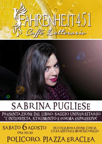 Aperitivo letterario con la scrittrice Sabrina Pugliese al Fahrenheit 451 di Policoro.
