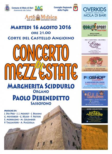 Concerto di Mezz'Estate - Organo, Margehrita Sciddurlo & Sassofono, Paolo Debenedetto