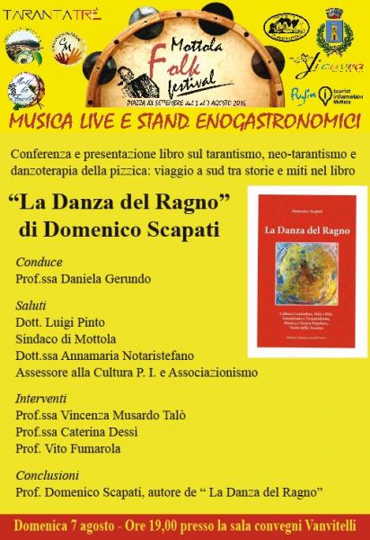 Conferenza e presentazione libro sul tarantismo, neo-tarantismo e danzo-terapia della pizzica: viaggio a sud tra storie e miti.