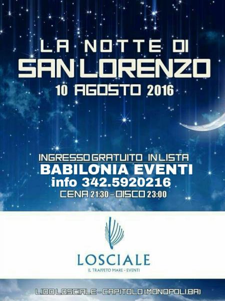 Lido Losciale a Capitolo "La Notte di San Lorenzo" -  Ingresso Gratuito