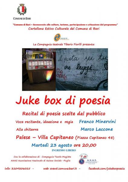 Juke Box di Poesia a Palese  con Franco Minervini e Marco Laccone