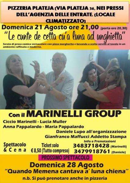 Marinelli:Grande show di cabaret in una pizzeria del centro