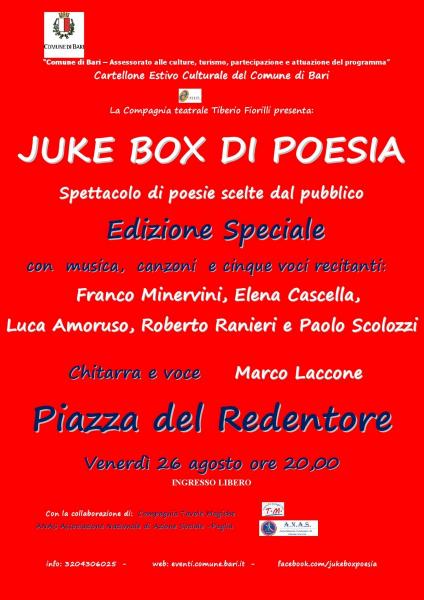 JUKE BOX DI POESIA  - Edizione Speciale in Libertà - CON FRANCO MINERVINI E MARCO LACCONE
