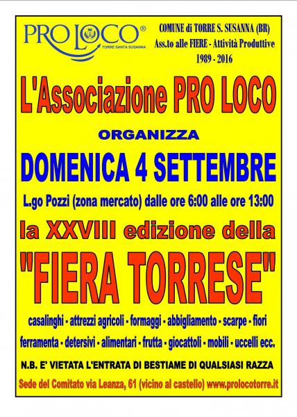 XXVIII Fiera Torrese con Sorteggio di solidarietà per i terremotati