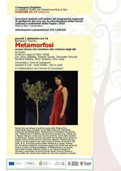 METAMORFOSI  ovvero donne che resistono alla violenza degli dei - ANTEPRIMA STAGIONE 16/17